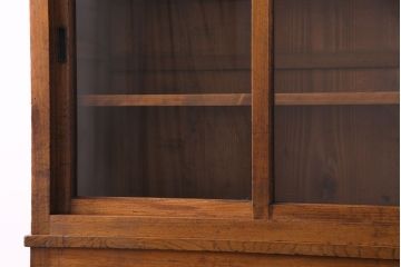 レトロ家具　昭和初期　モールガラス　味わい深いレトロな佇まいの重ね戸棚(収納棚)