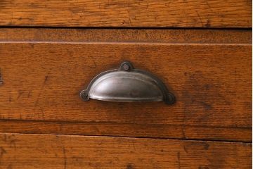 レトロ家具　昭和初期　モールガラス　味わい深いレトロな佇まいの重ね戸棚(収納棚)