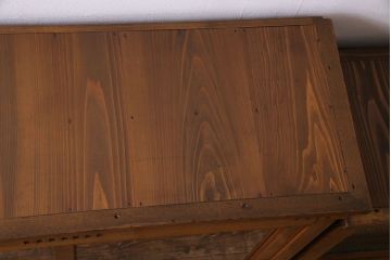 レトロ家具　昭和初期　モールガラス　味わい深いレトロな佇まいの重ね戸棚(収納棚)