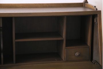中古・希少品　神戸洋家具　永田良介商店　クリモノ付きライティングビューロー(ワークデスク、簿記机、在宅ワーク、在宅用デスク)(定価約56万円)