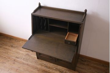 中古・希少品　神戸洋家具　永田良介商店　クリモノ付きライティングビューロー(ワークデスク、簿記机、在宅ワーク、在宅用デスク)(定価約56万円)