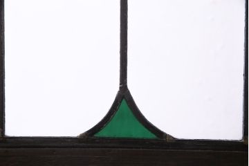 アンティーク家具　イギリスアンティーク　ステンドグラス　品格ある佇まいが魅力の大型ブックケース付きビューロー(簿記机、チェスト)