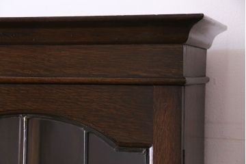 アンティーク家具　イギリスアンティーク　ステンドグラス　品格ある佇まいが魅力の大型ブックケース付きビューロー(簿記机、チェスト)