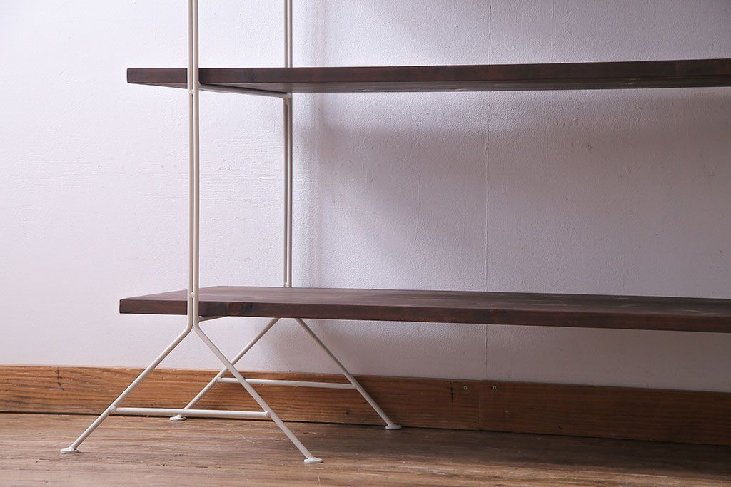 ラフジュ工房オリジナル 細身のペイントアイアンラック【大】(陳列棚、飾り棚)