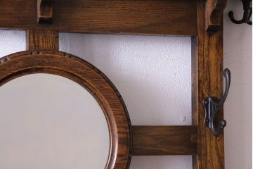 アンティーク雑貨　イギリスアンティーク　オーク材　重厚感を放つ機能的なベンチ付きホールスタンド(傘立て、コート掛け)