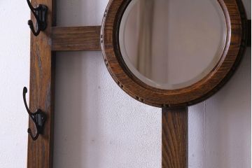 アンティーク雑貨　イギリスアンティーク　オーク材　重厚感を放つ機能的なベンチ付きホールスタンド(傘立て、コート掛け)