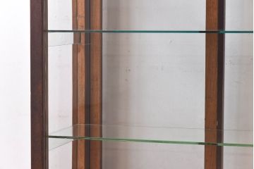 アンティーク家具　【S様売約済】昭和初期　ナラ材製　5面ガラスの薄型ショーケース(ガラスケース、飾り棚)