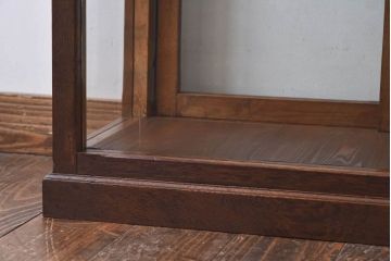 アンティーク家具　【S様売約済】昭和初期　ナラ材製　5面ガラスの薄型ショーケース(ガラスケース、飾り棚)