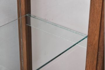 アンティーク家具　【S様売約済】昭和初期　ナラ材製　5面ガラスの薄型ショーケース(ガラスケース、飾り棚)