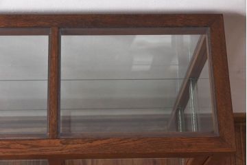 アンティーク家具　【S様売約済】昭和初期　ナラ材製　5面ガラスの薄型ショーケース(ガラスケース、飾り棚)