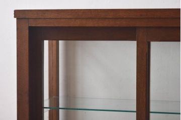 アンティーク家具　【S様売約済】昭和初期　ナラ材製　5面ガラスの薄型ショーケース(ガラスケース、飾り棚)