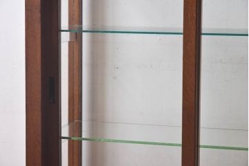 アンティーク家具　【S様売約済】昭和初期　ナラ材製　5面ガラスの薄型ショーケース(ガラスケース、飾り棚)