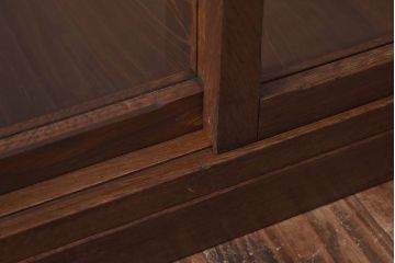 アンティーク家具　【S様売約済】昭和初期　ナラ材製　5面ガラスの薄型ショーケース(ガラスケース、飾り棚)