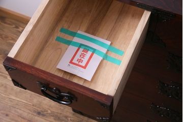 中古　伝統民芸家具　岩谷堂箪笥　三尺五寸三つ割　五段整理箪笥(チェスト、衣装箪笥、引き出し)