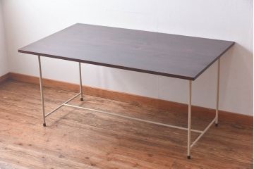 ラフジュ工房オリジナル　すっきりとした鉄脚が魅力的なペイントテーブル(ダイニングテーブル、作業台)(2)