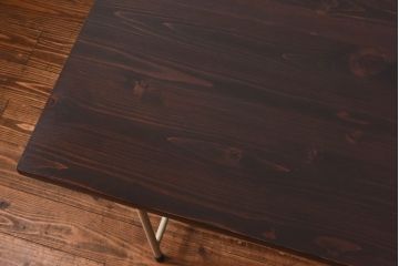 ラフジュ工房オリジナル　すっきりとした鉄脚が魅力的なペイントテーブル(ダイニングテーブル、作業台)(2)