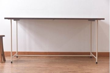 ラフジュ工房オリジナル　すっきりとした鉄脚が魅力的なペイントテーブル(ダイニングテーブル、作業台)(2)