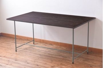 ラフジュ工房オリジナル　すっきりとした鉄脚が魅力的なペイントテーブル(ダイニングテーブル、作業台、6人掛け、4人掛け)(R-029877)(3)