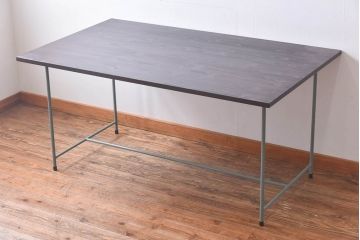 ラフジュ工房オリジナル　すっきりとした鉄脚が魅力的なペイントテーブル(ダイニングテーブル、作業台、6人掛け、4人掛け)(R-029877)(3)