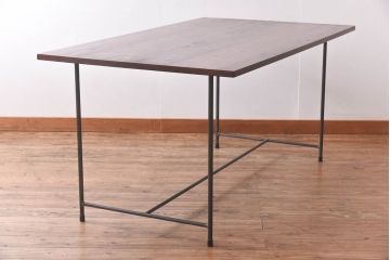 ラフジュ工房オリジナル　細身の脚が格好良い鉄脚テーブル(ダイニングテーブル、作業台)(1)