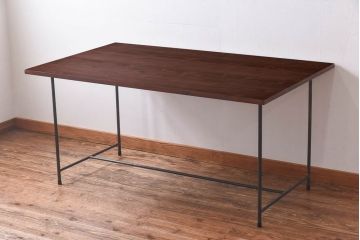 ラフジュ工房オリジナル　細身の脚が格好良い鉄脚テーブル(ダイニングテーブル、作業台)(2)
