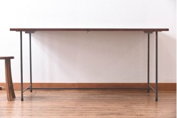 ラフジュ工房オリジナル　細身の脚が格好良い鉄脚テーブル(ダイニングテーブル、作業台)(2)
