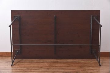 ラフジュ工房オリジナル　細身の脚が格好良い鉄脚テーブル(ダイニングテーブル、作業台)(2)