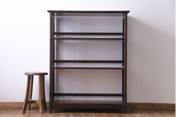 中古　九州民芸家具　樺材　和モダンな雰囲気漂う飾り棚(陳列棚、本棚)