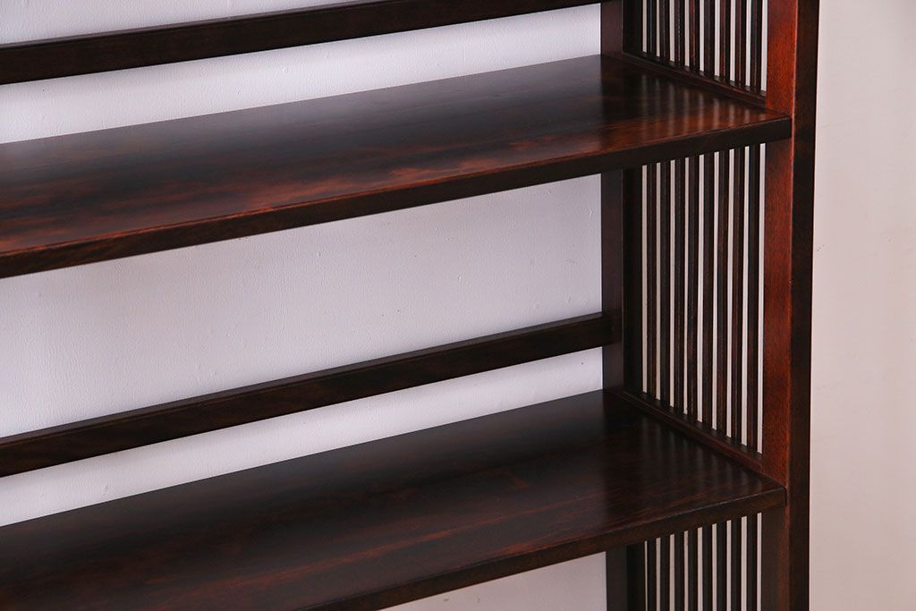 中古　九州民芸家具　樺材　和モダンな雰囲気漂う飾り棚(陳列棚、本棚)