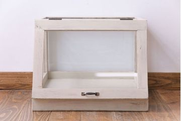 ペイント家具　小振りなサイズが可愛らしいガラスケース(ディスプレイケース)