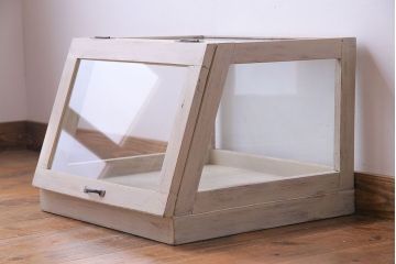 ペイント家具　小振りなサイズが可愛らしいガラスケース(ディスプレイケース)