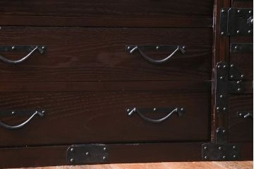 アンティーク家具　ジャンク品　明治期　渋い味わいが楽しめる三国帳場箪笥(時代箪笥、和タンス)