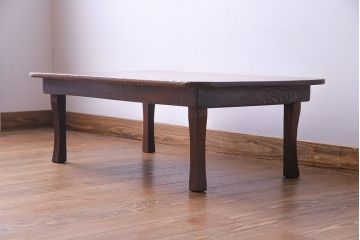 レトロ家具　昭和レトロ　栓材　和を感じる木目の角ちゃぶ台(座卓、ローテーブル)