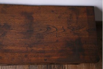 レトロ家具　昭和レトロ　栓材　花のようなカットが愛らしいオリジナルガラス入り戸棚(収納棚、ローボード)