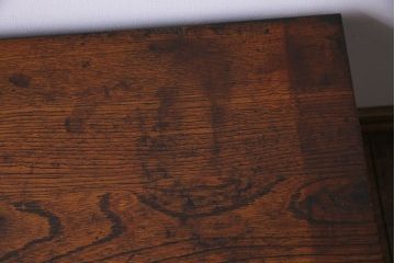 レトロ家具　昭和レトロ　栓材　花のようなカットが愛らしいオリジナルガラス入り戸棚(収納棚、ローボード)