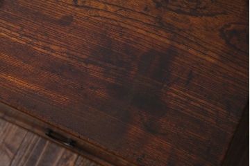 レトロ家具　昭和レトロ　栓材　花のようなカットが愛らしいオリジナルガラス入り戸棚(収納棚、ローボード)