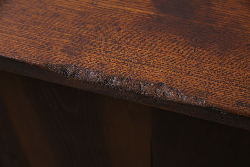 レトロ家具　昭和レトロ　栓材　花のようなカットが愛らしいオリジナルガラス入り戸棚(収納棚、ローボード)