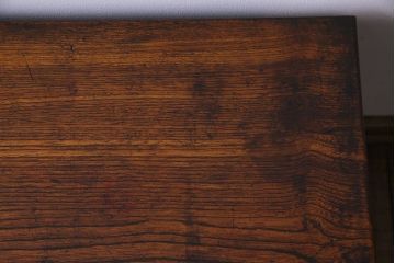 レトロ家具　昭和レトロ　栓材　花のようなカットが愛らしいオリジナルガラス入り戸棚(収納棚、ローボード)(1)