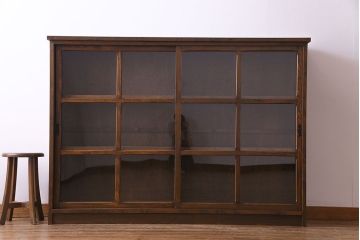 ラフジュ工房オリジナル　古い建具を活かしたガラス戸棚(食器棚、収納棚、陳列棚、キッチンボード)(2)