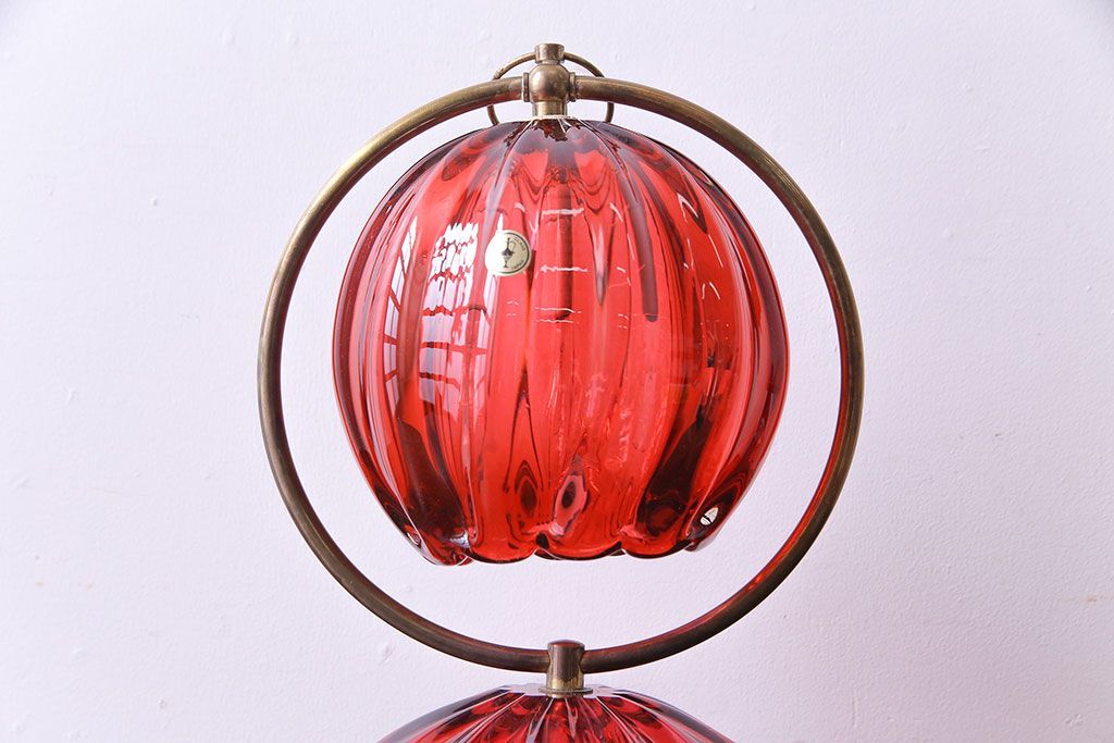 昭和レトロ　岩田工芸ガラス　電気スタンド　ピンク　花束　アンティーク 昭和レトロ 岩田工芸ガラス 電気スタンド ピンク 花束