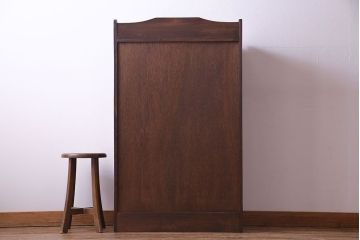 アンティーク家具　大正ロマン　栓材　ガラス扉の意匠がおしゃれな本箱(収納棚、飾り棚、食器棚、ブックケース)
