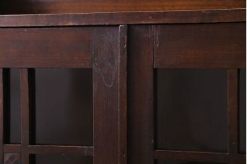 アンティーク家具　大正ロマン　栓材　ガラス扉の意匠がおしゃれな本箱(収納棚、飾り棚、食器棚、ブックケース)