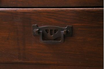 アンティーク家具　大正ロマン　栓材　ガラス扉の意匠がおしゃれな本箱(収納棚、飾り棚、食器棚、ブックケース)