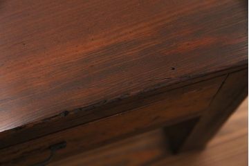 レトロ家具　昭和レトロ　ヒノキ材一枚板　小振りで取り入れやすい文机(1)