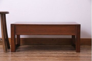 レトロ家具　昭和レトロ　ヒノキ材一枚板　小振りで取り入れやすい文机(1)