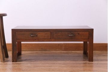 レトロ家具　昭和レトロ　ヒノキ材一枚板　小振りで取り入れやすい文机(2)