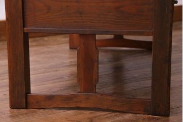 レトロ家具　昭和レトロ　ヒノキ材一枚板　小振りで取り入れやすい文机(2)