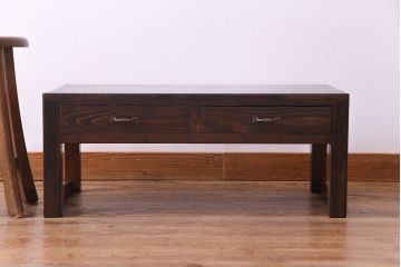 レトロ家具　昭和レトロ　ヒノキ材一枚板　小振りで取り入れやすい文机(3)