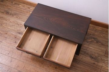 レトロ家具　昭和レトロ　ヒノキ材一枚板　小振りで取り入れやすい文机(3)