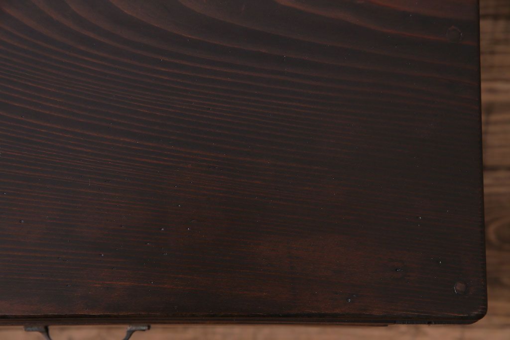 レトロ家具　昭和レトロ　ヒノキ材一枚板　小振りで取り入れやすい文机(3)